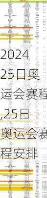 25日奥运会赛程,25日奥运会赛程安排