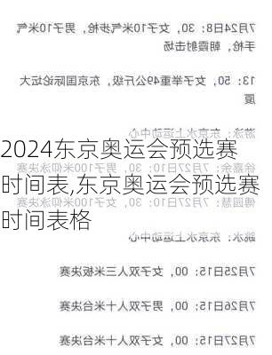 东京奥运会预选赛时间表,东京奥运会预选赛时间表格