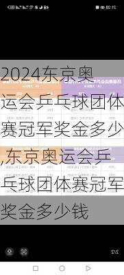 东京奥运会乒乓球团体赛冠军奖金多少,东京奥运会乒乓球团体赛冠军奖金多少钱