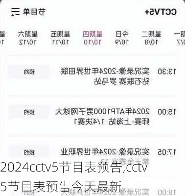 cctv5节目表预告,cctv5节目表预告今天最新