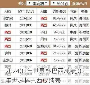 02年世界杯巴西成绩,02年世界杯巴西成绩表