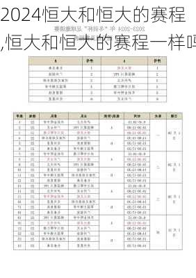 恒大和恒大的赛程,恒大和恒大的赛程一样吗