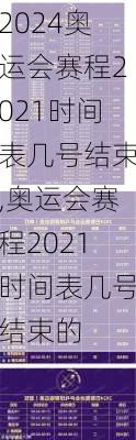 奥运会赛程2021时间表几号结束,奥运会赛程2021时间表几号结束的