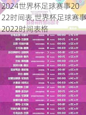世界杯足球赛事2022时间表,世界杯足球赛事2022时间表格