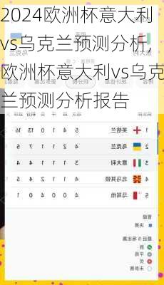 欧洲杯意大利vs乌克兰预测分析,欧洲杯意大利vs乌克兰预测分析报告