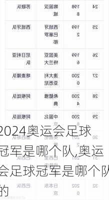 奥运会足球冠军是哪个队,奥运会足球冠军是哪个队的