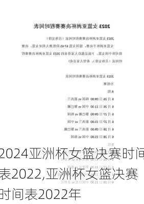 亚洲杯女篮决赛时间表2022,亚洲杯女篮决赛时间表2022年