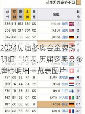 历届冬奥会金牌榜明细一览表,历届冬奥会金牌榜明细一览表图片