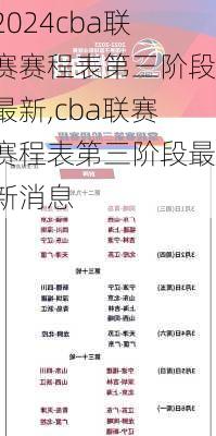 cba联赛赛程表第三阶段最新,cba联赛赛程表第三阶段最新消息