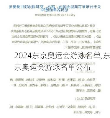 东京奥运会游泳名单,东京奥运会游泳名单公布