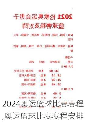 奥运篮球比赛赛程,奥运篮球比赛赛程安排