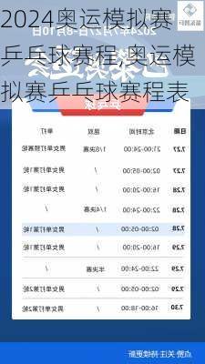 奥运模拟赛乒乓球赛程,奥运模拟赛乒乓球赛程表