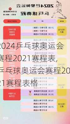 乒乓球奥运会赛程2021赛程表,乒乓球奥运会赛程2021赛程表格