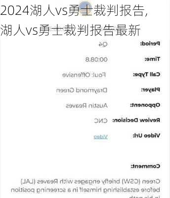 湖人vs勇士裁判报告,湖人vs勇士裁判报告最新