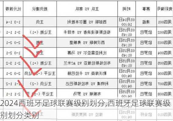西班牙足球联赛级别划分,西班牙足球联赛级别划分类别
