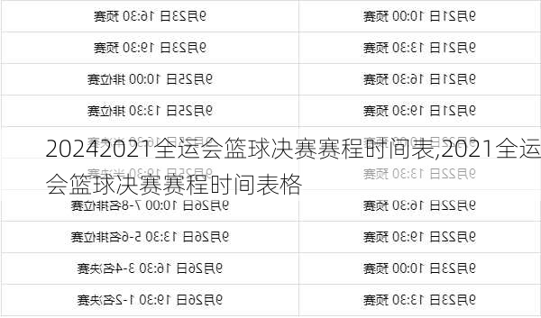 2021全运会篮球决赛赛程时间表,2021全运会篮球决赛赛程时间表格