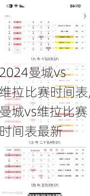 曼城vs维拉比赛时间表,曼城vs维拉比赛时间表最新