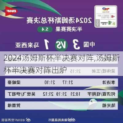汤姆斯杯半决赛对阵,汤姆斯杯半决赛对阵出炉