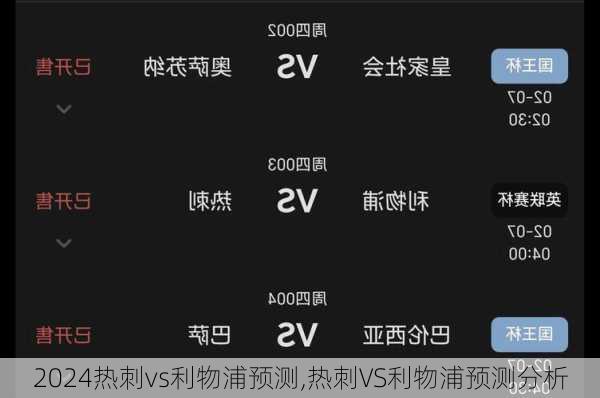 热刺vs利物浦预测,热刺VS利物浦预测分析