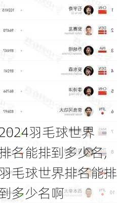 羽毛球世界排名能排到多少名,羽毛球世界排名能排到多少名啊