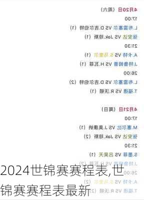 世锦赛赛程表,世锦赛赛程表最新