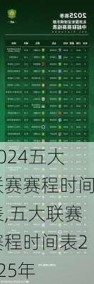 五大联赛赛程时间表,五大联赛赛程时间表2025年