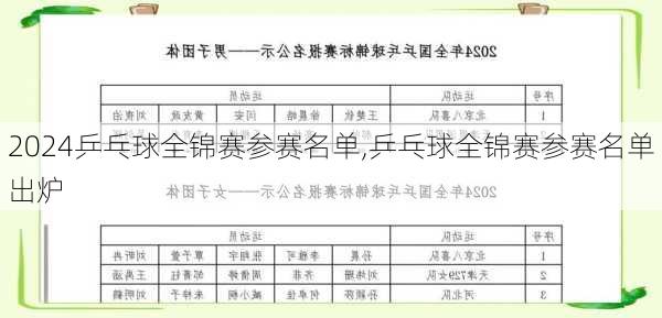 乒乓球全锦赛参赛名单,乒乓球全锦赛参赛名单出炉