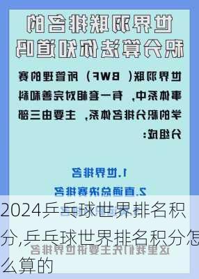 乒乓球世界排名积分,乒乓球世界排名积分怎么算的