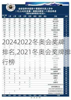 2022冬奥会奖牌排名,2021冬奥会奖牌排行榜