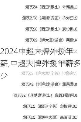 中超大牌外援年薪,中超大牌外援年薪多少