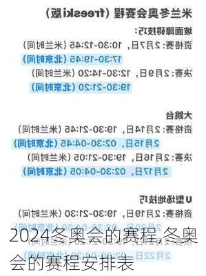 冬奥会的赛程,冬奥会的赛程安排表