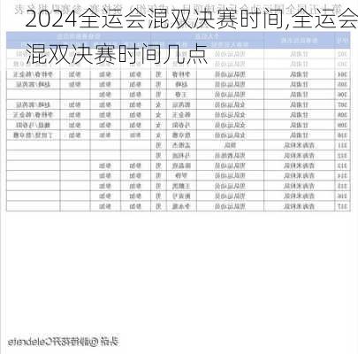 全运会混双决赛时间,全运会混双决赛时间几点
