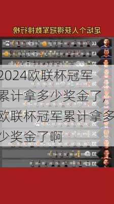 欧联杯冠军累计拿多少奖金了,欧联杯冠军累计拿多少奖金了啊