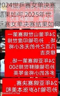世乒赛女单决赛结果如何,2025年世乒赛女单决赛结果如何