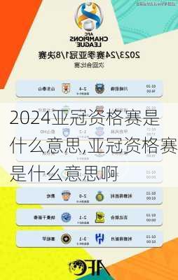 亚冠资格赛是什么意思,亚冠资格赛是什么意思啊