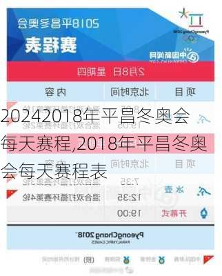 2018年平昌冬奥会每天赛程,2018年平昌冬奥会每天赛程表