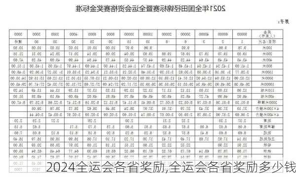全运会各省奖励,全运会各省奖励多少钱