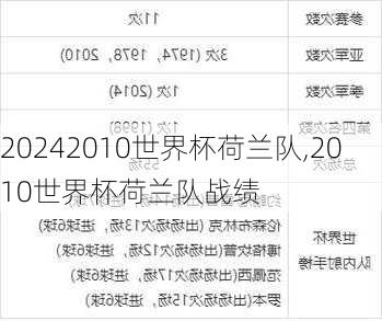 2010世界杯荷兰队,2010世界杯荷兰队战绩