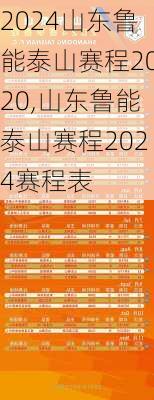 山东鲁能泰山赛程2020,山东鲁能泰山赛程2024赛程表