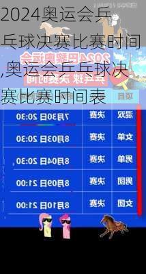 奥运会乒乓球决赛比赛时间,奥运会乒乓球决赛比赛时间表