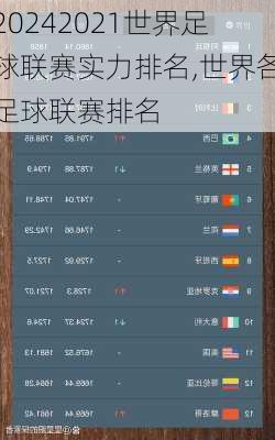 2021世界足球联赛实力排名,世界各足球联赛排名