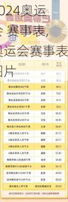 奥运会 赛事表,奥运会赛事表图片