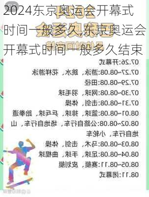 东京奥运会开幕式时间一般多久,东京奥运会开幕式时间一般多久结束