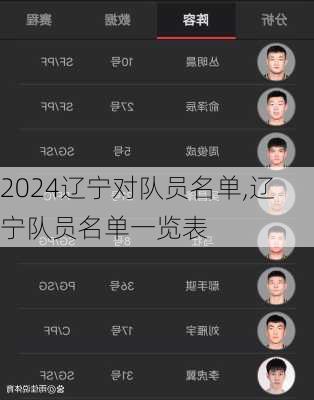 辽宁对队员名单,辽宁队员名单一览表
