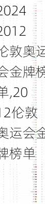 2012伦敦奥运会金牌榜单,2012伦敦奥运会金牌榜单