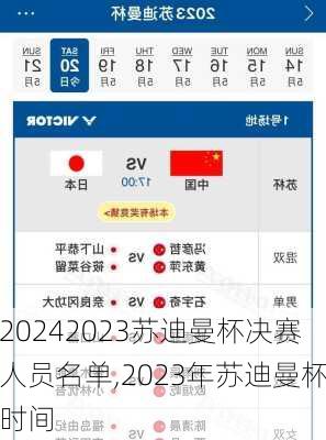 2023苏迪曼杯决赛人员名单,2023年苏迪曼杯时间