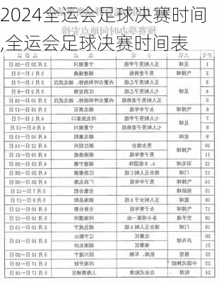 全运会足球决赛时间,全运会足球决赛时间表