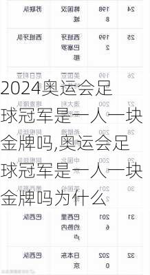 奥运会足球冠军是一人一块金牌吗,奥运会足球冠军是一人一块金牌吗为什么