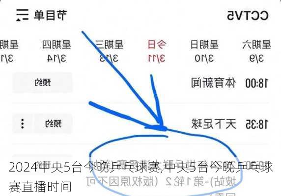 中央5台今晚乒乓球赛,中央5台今晚乒乓球赛直播时间
