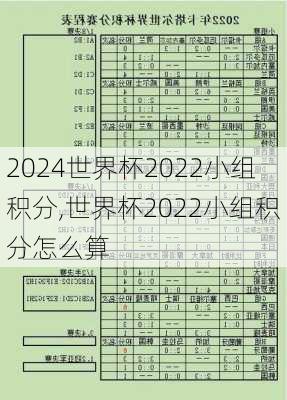 世界杯2022小组积分,世界杯2022小组积分怎么算